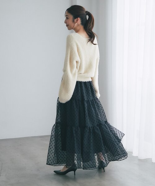 「La boutique BonBon」 ニットカーディガン FREE チャコールグレー レディースの画像