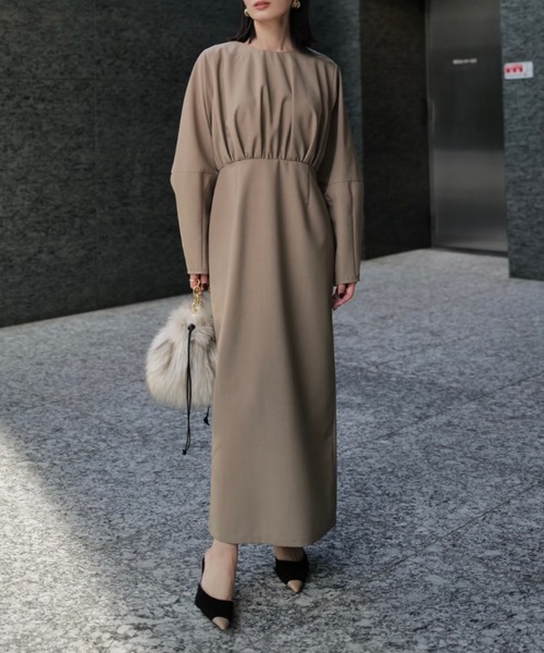 「anuans」 長袖ワンピース MEDIUM チャコールグレー レディースの画像