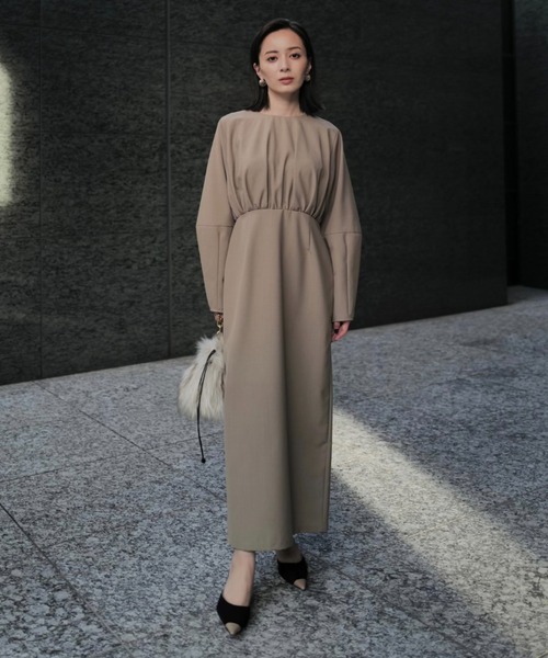 「anuans」 長袖ワンピース MEDIUM チャコールグレー レディースの画像