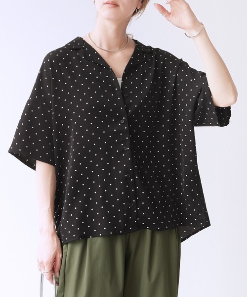 SELF PORTRAIT 付け襟風ドットブラウス reca（レカ） ブラウス シャツ とろみ開襟ドットシャツ レディース