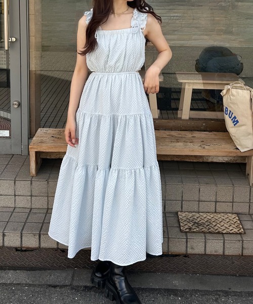 JUNOAH（ジュノア） ワンピース ギャザーショルダーサイドカット