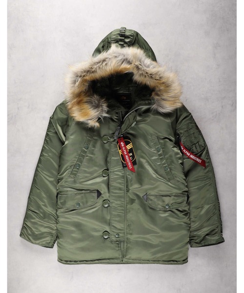 「Alpha Industries」 中綿コート L オリーブ メンズ_画像5