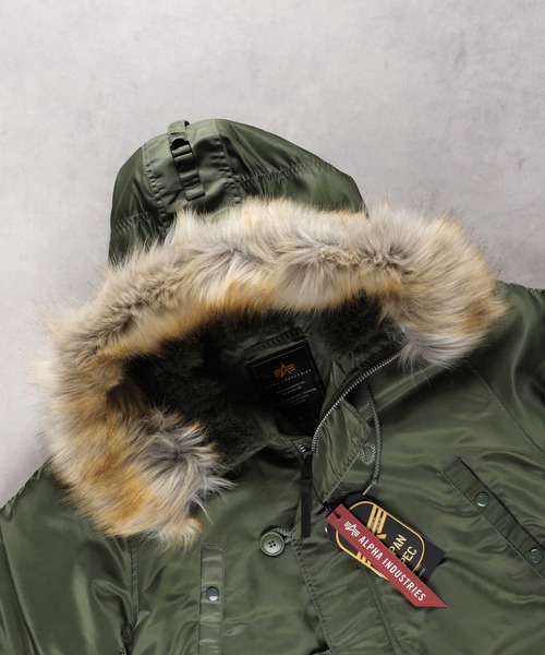「Alpha Industries」 中綿コート L オリーブ メンズ_画像7