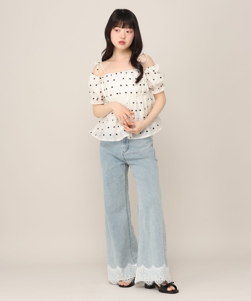 美品！カフネ ジャガード織半袖ブラウス Heather（ヘザー） ブラウス 
