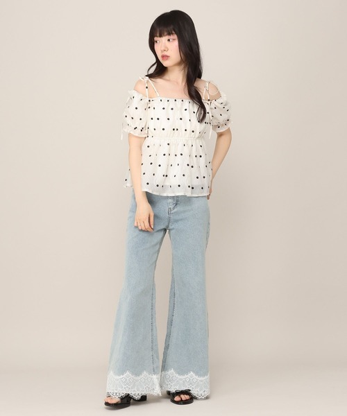 Heather（ヘザー） ブラウス シャツ 半袖 マルチカスタムジャガード