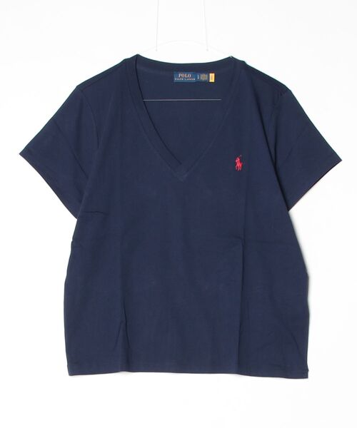 tシャツ コットン ジャージー Vネック Tシャツ レディースの画像