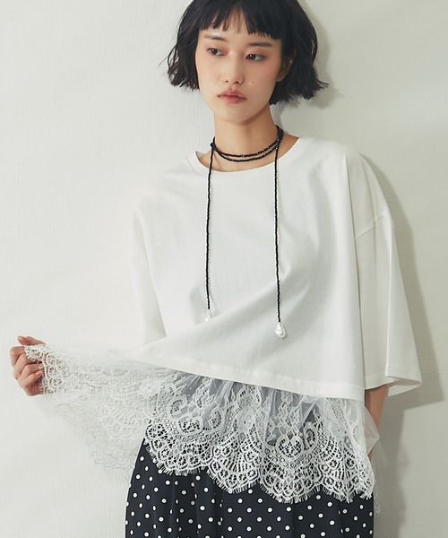 tシャツ 裾レースドッキングT レディース : ZOZOTOWN Yahoo!店 - 通販