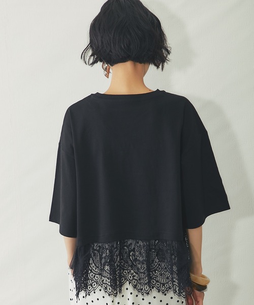 【ブラック2】裾レースシャツ tシャツ 裾レースドッキングT レディース : ZOZOTOWN Yahoo!店 - 通販