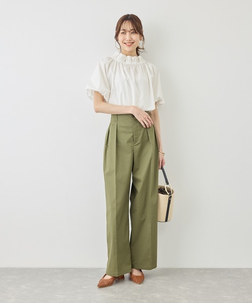 ブラウス シャツ 前後2WAYギャザーリボンデザインシャツ/UVケア・接触冷感・リンクコーデ レディースの画像