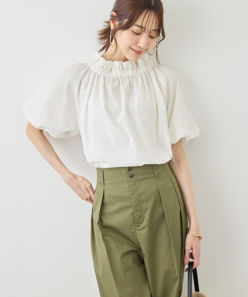 ブラウス シャツ 前後2WAYギャザーリボンデザインシャツ/UVケア・接触冷感・リンクコーデ レディースの画像