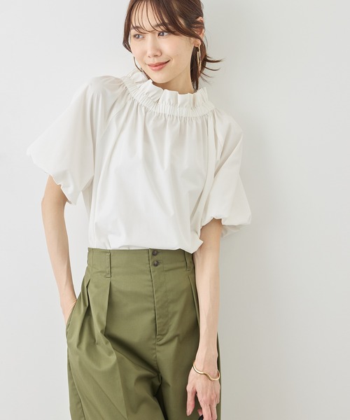 ブラウス シャツ 前後2WAYギャザーリボンデザインシャツ/UVケア・接触冷感・リンクコーデ レディースの画像