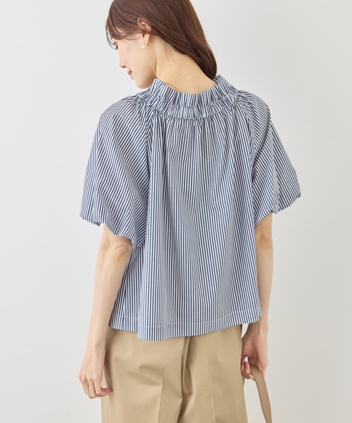 ブラウス シャツ 前後2WAYギャザーリボンデザインシャツ/UVケア・接触冷感・リンクコーデ レディースの画像