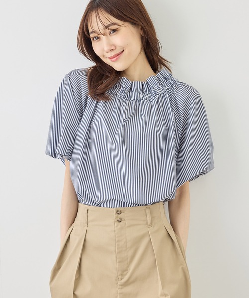 ブラウス シャツ 前後2WAYギャザーリボンデザインシャツ/UVケア・接触冷感・リンクコーデ レディースの画像