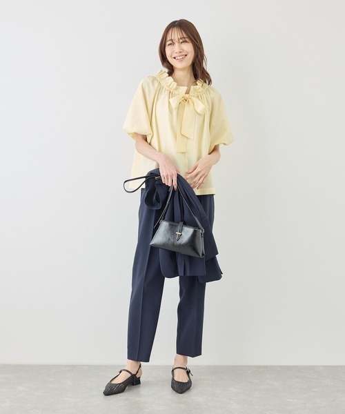 ブラウス シャツ 前後2WAYギャザーリボンデザインシャツ/UVケア・接触冷感・リンクコーデ レディースの画像