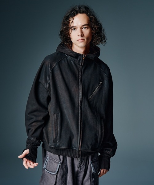 glamb（グラム） パーカー Paraffin Coated High Neck Hoodie