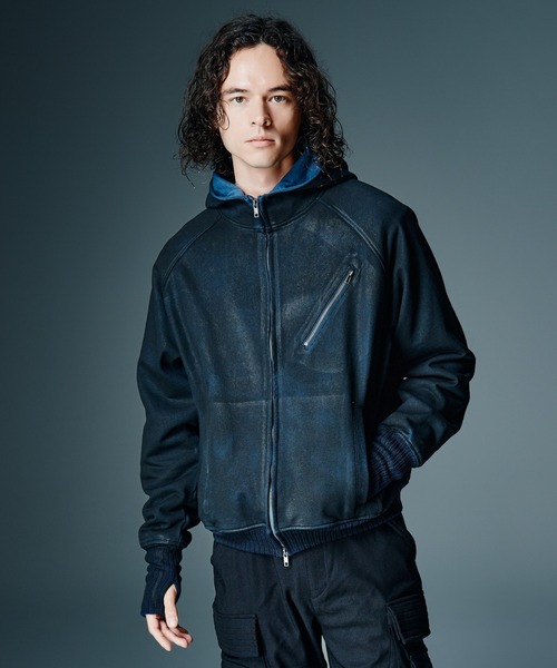 glamb（グラム） パーカー Paraffin Coated High Neck Hoodie