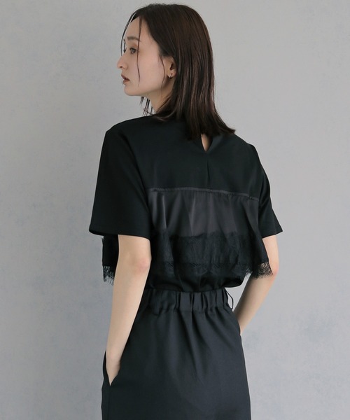 &g'aime（アンジェム） tシャツ 半袖 」サテンビスチェレイヤードT