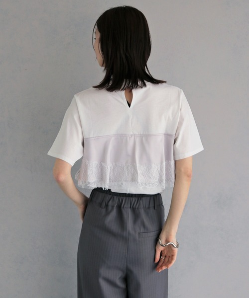&g'aime（アンジェム） tシャツ 半袖 」サテンビスチェレイヤードT