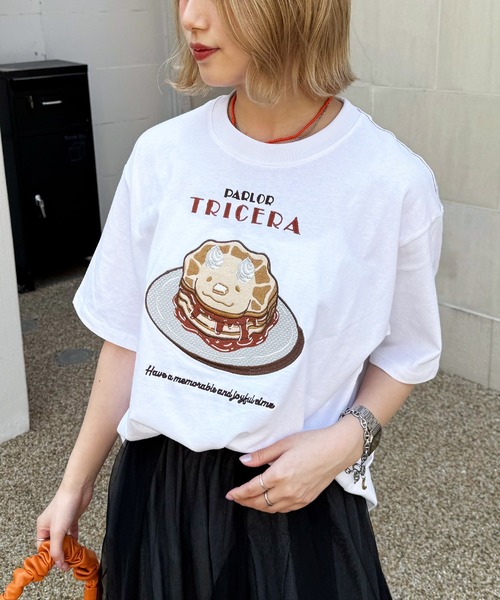 DOUBLE NAME（ダブルネーム） tシャツ PARLOR刺しゅうTEE（パンケーキ