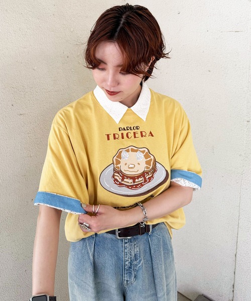 DOUBLE NAME（ダブルネーム） tシャツ 半袖 PARLOR刺しゅうTEE（パン