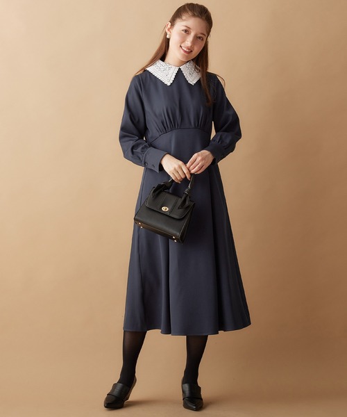 「alotta」 長袖ワンピース LL ネイビー レディース_画像4