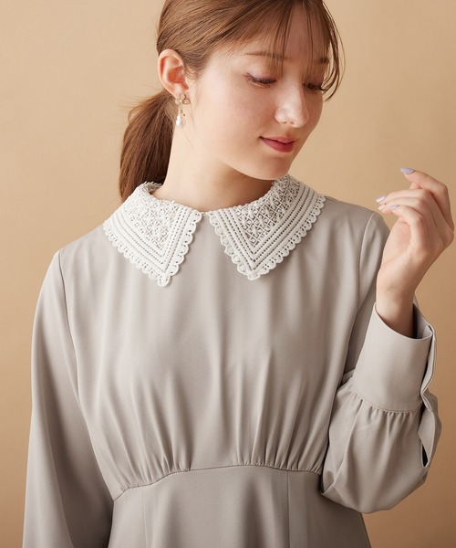 「alotta」 長袖ワンピース LL ネイビー レディース_画像8