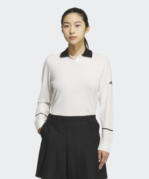 【新品】アディダスゴルフ セットアップ 長袖ニットポロシャツ＆スカート M春 adidas（アディダス） ポロシャツ ポロ ニット・ポロシャツ・長袖