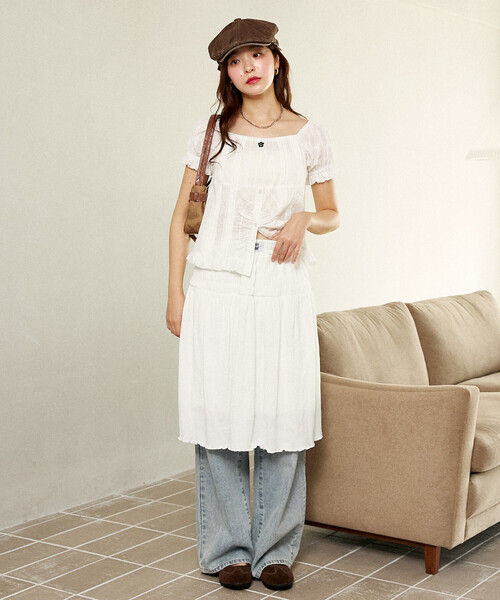 「MARY QUANT」 スカート「PUBLUXコラボ」 フリ- ブラック レディース_画像8