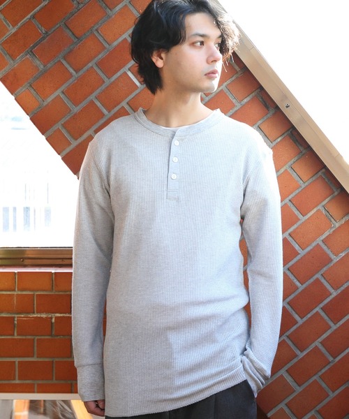 90年代　グラミチ　ワッフル　ヘンリーネック　カットソー　ロンt 古着　M 90年代 グラミチ ワッフル ヘンリーネック カットソー ロンt 古着 M