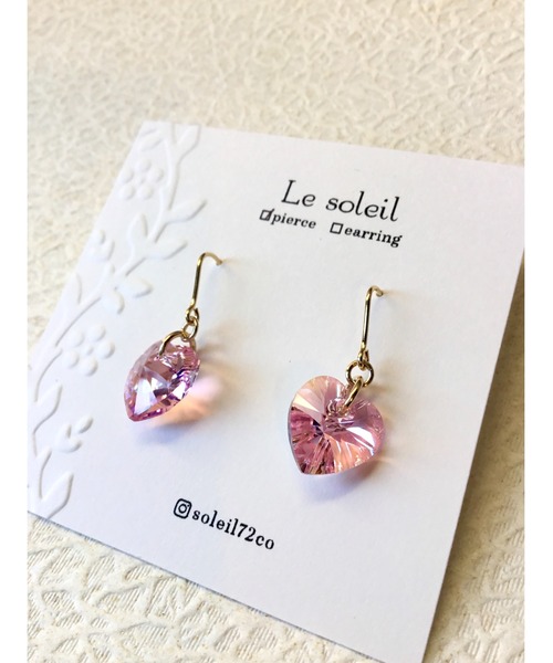 TONE ピアス 「Le soleil」ハート型 スワロフスキーピアス(MA