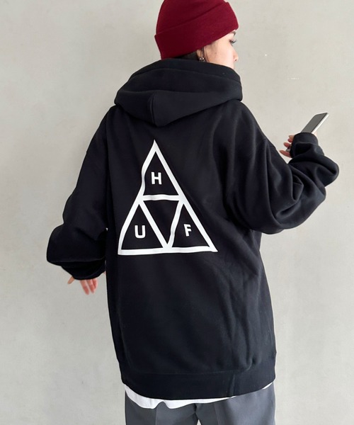 即完売　HUF トライアングル ビッグバッグロゴ　トレーナー裏起毛　　花柄　 L HUF パーカー HUF(ハフ)/トリプルトライアングルロゴ バック