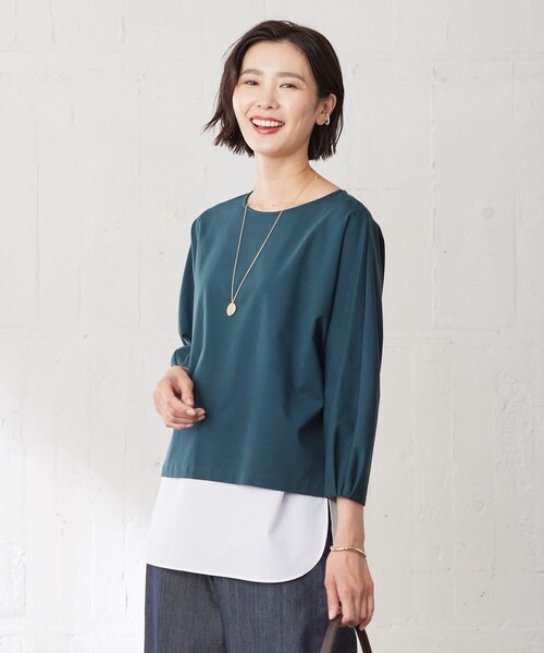 tシャツ TCポンチ ドルマンスリーブ レイヤード カットソー レディース