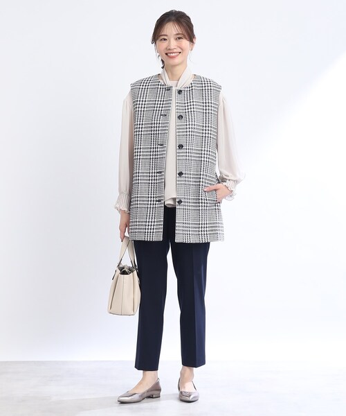 ベスト ジレ ジャケットライクツイードジレ レディース Reflect ベスト ジレ ジャケットライクツイードジレ レディース