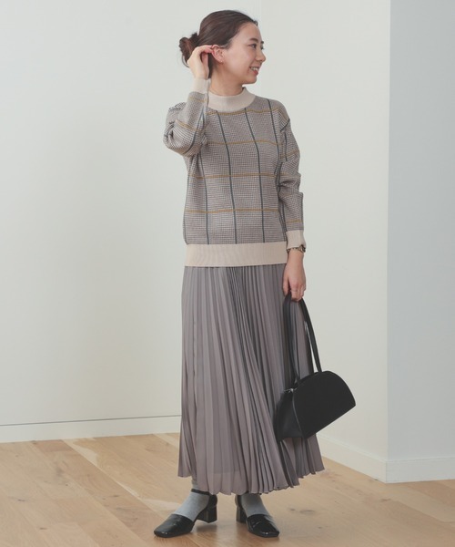 ニット セーター BEAMS HEART / ハイネック チェック プルオーバー レディース BEAMS HEART ニット セーター / ハイネックチェック ニットプル