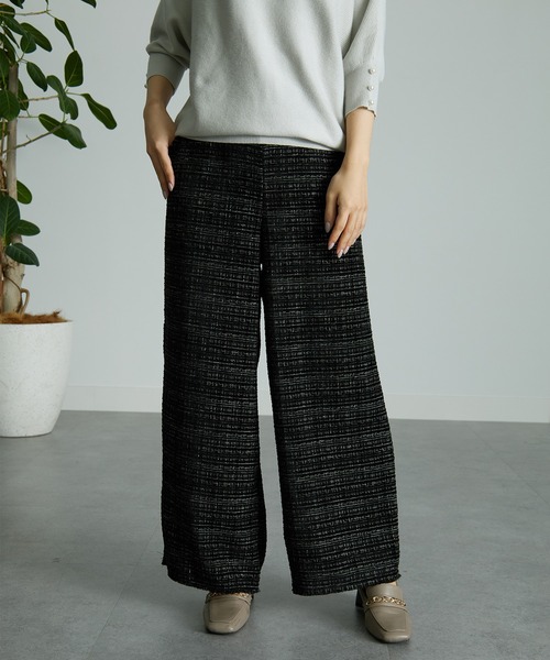 CHANEL ブラックツイードワイドパンツ RANAN（ラナン） パンツ ツイードワイドパンツ レディース : ZOZOTOWN
