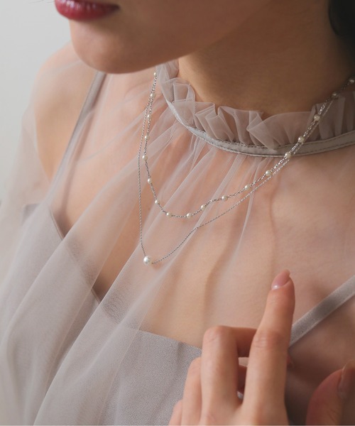Kana ネックレス パール 華奢 2連 ネックレス パーティー 結婚式