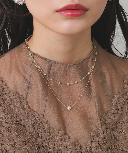 Kana ネックレス パール 華奢 2連 ネックレス パーティー 結婚式