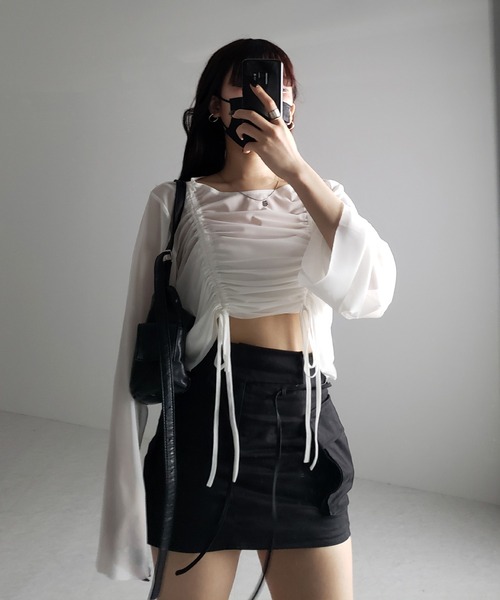 me+em select 「 3color 」ダブルリボンシャーリングショート