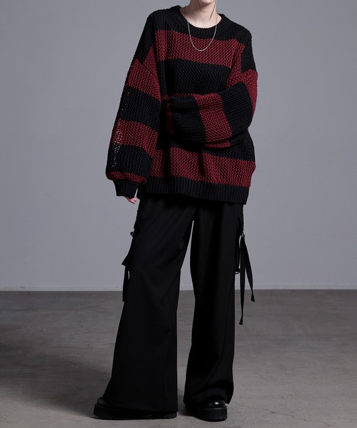 ニット セーター Loose mesh knit hoodie レディース Chikashitsu+ セーター ニット 「Chikashitsu +」lib mesh knit