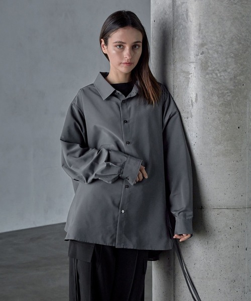 OBSIDIAN ／MESH SHIRT ／サイズS（オーバーサイズ　※M相当） SERACE シャツ 「SERACE」Oversize side cord sheer shirt / オーバー