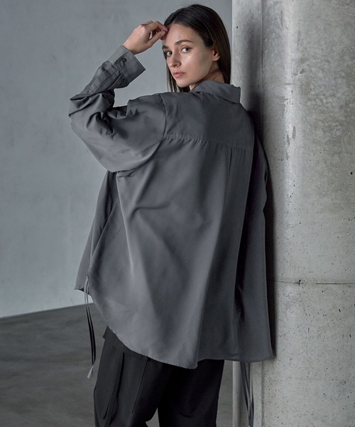 SERACE シャツ 「SERACE」Oversize side cord sheer shirt / オーバー