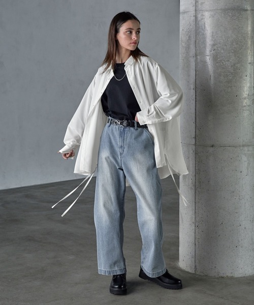 SERACE シャツ 「SERACE」Oversize side cord sheer shirt