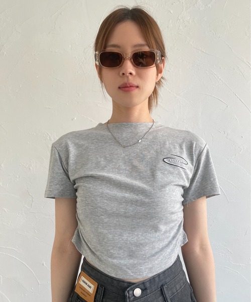 tシャツ ビックロゴプリントショートTシャツ レディース EPIMI E'PIMMY tシャツ ロゴプリントショート丈ビッグTシャツ