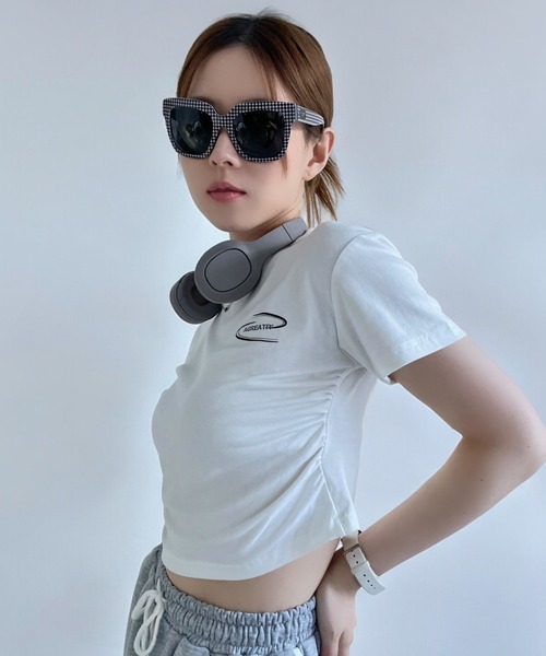 tシャツ ビックロゴプリントショートTシャツ レディース EPIMI E'PIMMY tシャツ ロゴプリントショート丈ビッグTシャツ