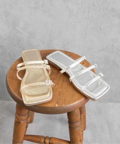 サンダル ビジューナローストラップサンダル レディース : ZOZOTOWN