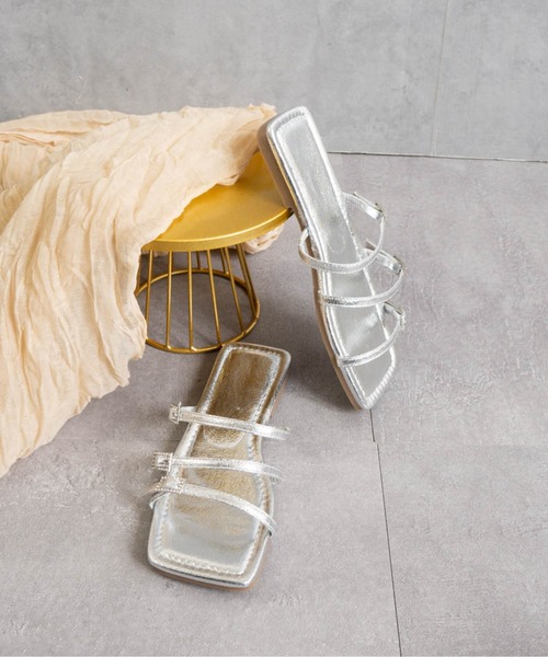 サンダル ビジューナローストラップサンダル レディース : ZOZOTOWN