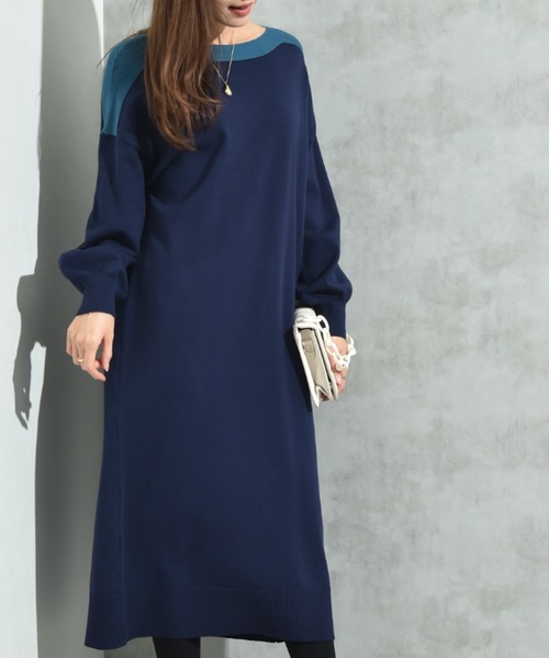 INTERPLANET（インタープラネット） ワンピース ボートネック配色