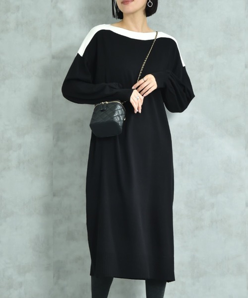 エムズグレイシー♡ニットワンピース リボン ダブルジップ パール