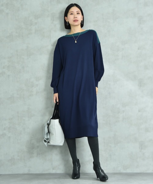 INTERPLANET（インタープラネット） ワンピース ボートネック配色