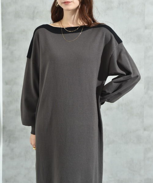 INTERPLANET（インタープラネット） ワンピース ボートネック配色